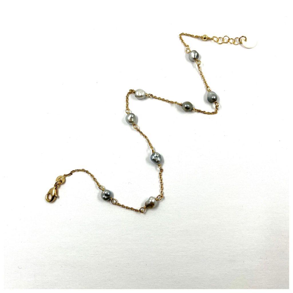 Chaine de Cheville Plaqué or avec 8 keishis