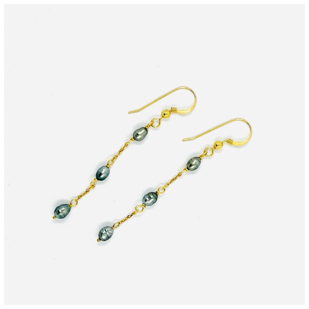 BOUCLES D'OREILLES CHAINE 6 KEISHIS PLAQUE OR