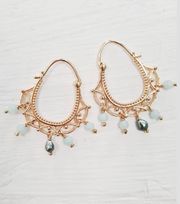 Boucles d’oreilles plaqué or Arabesque Pierres et keishi