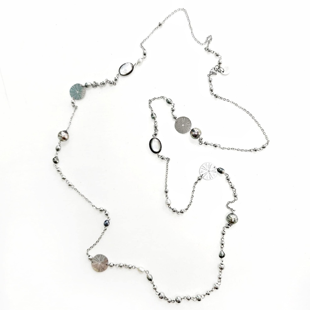 Sautoir Oursin GRIS - acier inoxydable