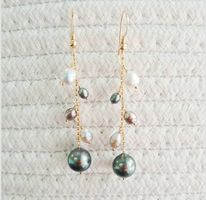Boucles d'oreilles Grappe keishis &amp; perle