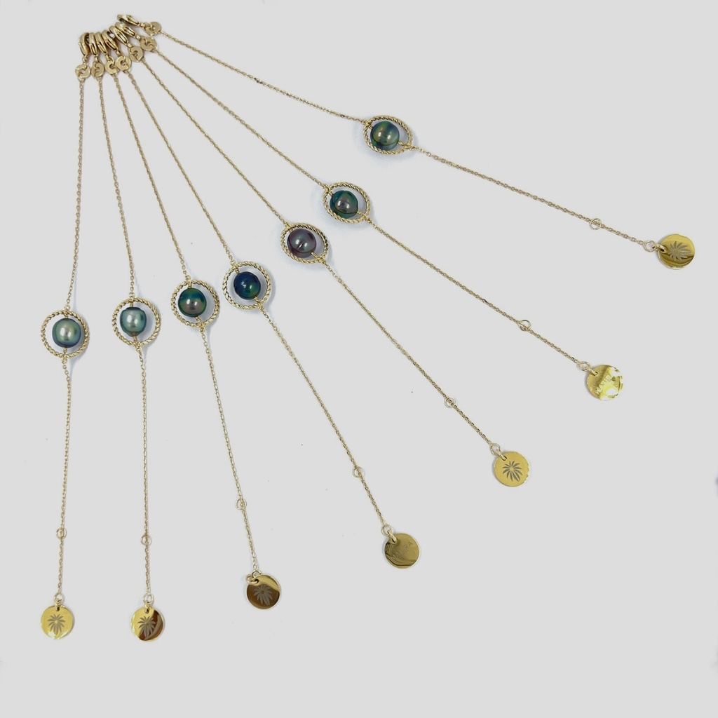 Bracelet plaqué or Soleil et perle de Tahiti