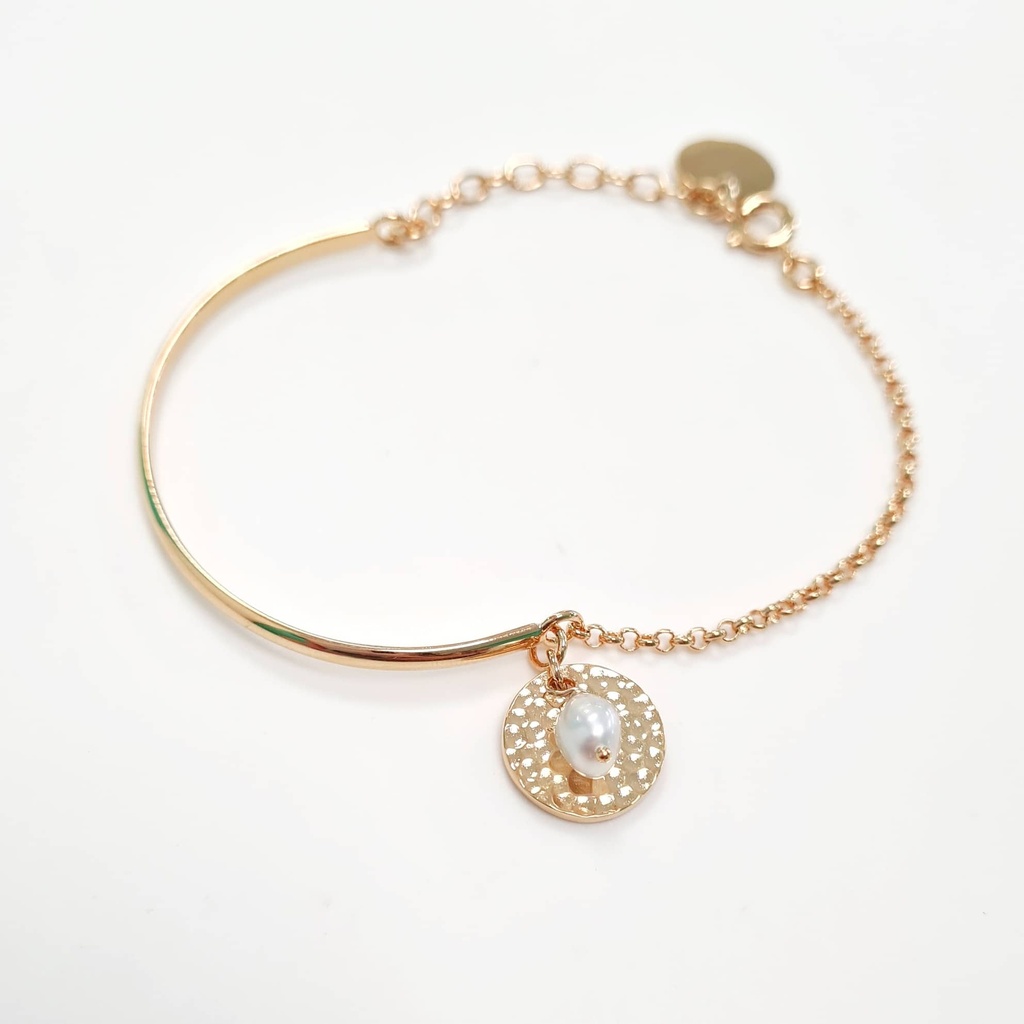BRACELET DEMI-JONC ESTAMPE MARTELEE 1 KEISHI - plaqué or