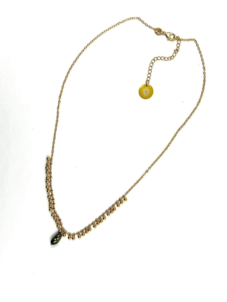 Collier plaqué or chaîne boules keishi