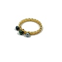 Bague en plaqué or anneau travaillé et 3 keishis