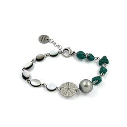 [ACBR9T] Bracelet Oursin Perle, Turquoise&amp;Nacre