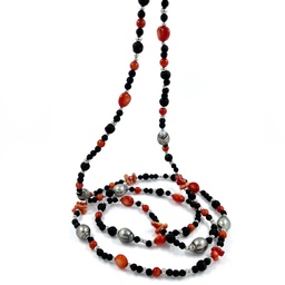 [ACST13NR] SAUTOIR POP Noir et rouge