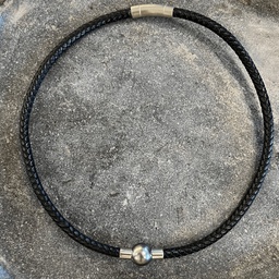 [ACCOHO1] COLLIER cuir tressé et perle tahiti homme