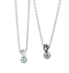 [ACCOHO9] COLLIER ACIER HOMME ET BELIERE RECTO-VERSO PERLE TAHITI