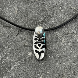 [ACCOHO13] COLLIER CAOUTCHOUC ACIER PERLE TIKI homme
