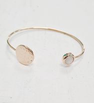 [BRCNSNSPL] Bracelet jonc plaqué or Pierre de Lune et rond martelé