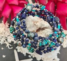 [ACST13L] Sautoir POP bleu lapis et turquoise, Perles de Tahiti
