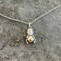 [TIKIARG] Pendentif TIKI ARGENT et PERLE de TAHITI