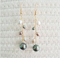 [BOGFKPG] Boucles d'oreilles Grappe keishis &amp; perle