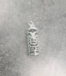 [TIKI2] TIKI ARGENT Agate Noire MOYEN 1.5cm