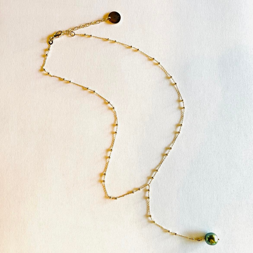 Collier Pendentif Plaqué Or - Perles Et Pierres Dures (quartz) - Occasion Bon état - France