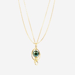 [ELGFCOP] Collier Ellipse plaqué or et perle de Tahiti