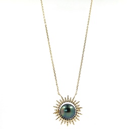[SUGFCOP] Collier soleil plaqué or et perle de Tahiti