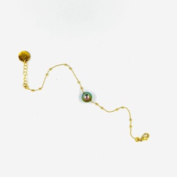 [BOPLBRT] Bracelet plaqué or chaîne boulettes perle de Tahiti