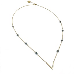 [VPLCOK] Collier V plaqué or et keishis