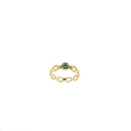 Bague plaqué or anneau torsadé et 1 keishi