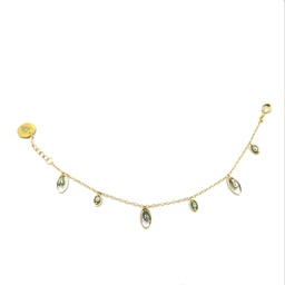 [OPLBR6K] Bracelet breloques Ovales plaqué or 6 keishis