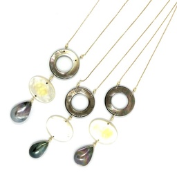 [COMABNA] Collier plaqué or, Mabé et nacre