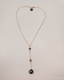 [PP2K] Collier pendentif plaqué or 1 perle 2 keishis
