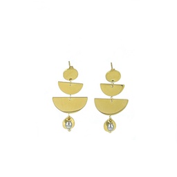 [BOZARB] Boucles d'oreilles acier doré demi-cercles et keishi