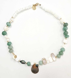 [GFCO72] COLLIER PIERRES AVENTURINE, NACRE ET KEISHIS