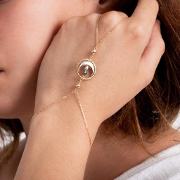 [CN0770] Bijou de main plaqué or Lune en nacre et keishis