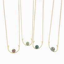 [DEMCERP] PENDENTIF plaqué or demi cercle + perle de Tahiti