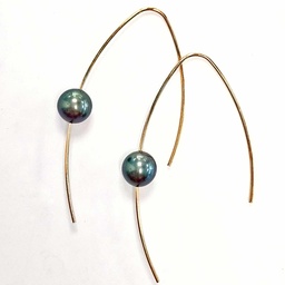 [BODORM] BOUCLES D'OREILLES TIGE AVEC PERLE DE TAHITI AU CENTRE - plaqué or