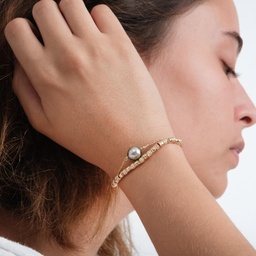 [TUPOBRP] Bracelet double Batik plaqué or et Perle de Tahiti