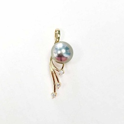 [P10] Pendentif plaqué or 3 zircons Perle de Tahiti