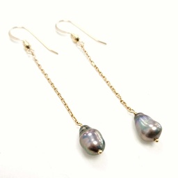 [BOCK] Boucles d'oreilles plaqué or chaine et keishis