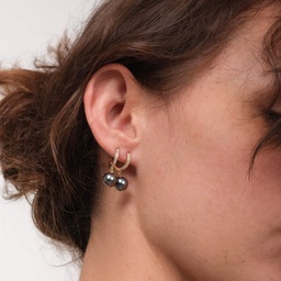 [BOPS] Boucles d'oreilles plaqué or strass et perles de tahiti