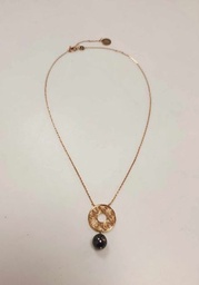 [COPORP] Collier en plaqué or Rosace et Perle de Tahiti
