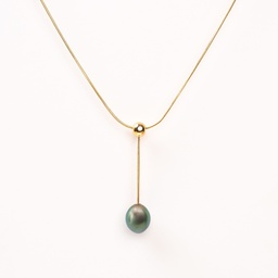 [COACDP] Collier en acier doré et perle de Tahiti