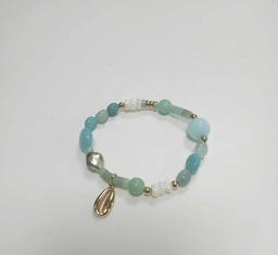 [COPLBRA] BRACELET élastique agates vertes, cori et keishi