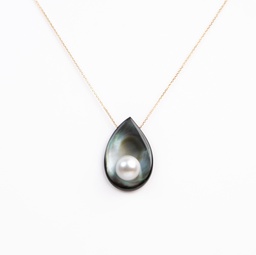 [COPONP] Collier plaqué or nacre goutte/triangle et perle de Tahiti