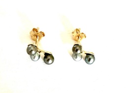 [PLBO6K] Boucles d'oreilles plaqué or Vague et 6 Keishis