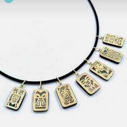 [TKO25] PENDENTIF TIKI RECTANGLE 2cm - NACRE ET OR18CT