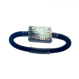 [BRNG] BRACELET HOMME CORDE ET NACRE GRAVEE