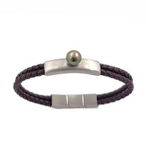 [BHDRCP] Bracelet Homme Deux Rang Cuir + Perle