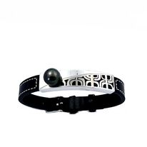 [BHCPMP] Bracelet Homme Cuir + Plaque Motif acier + Perle