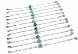 [BRARG] BRACELET ARGENT rhodié pépites + perle Tahiti