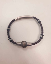 [BRHREG] BRACELET HOMME cuir (réglable) perle de Tahiti gravée