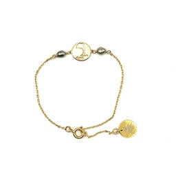 [BRENFD] Bracelet Enfant Dauphin Plaqué Or pastille + 2 Keishis