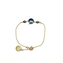 [BRENFDA] Bracelet Enfant plaqué or Pastille Bleu Dauphin + 2 keishis